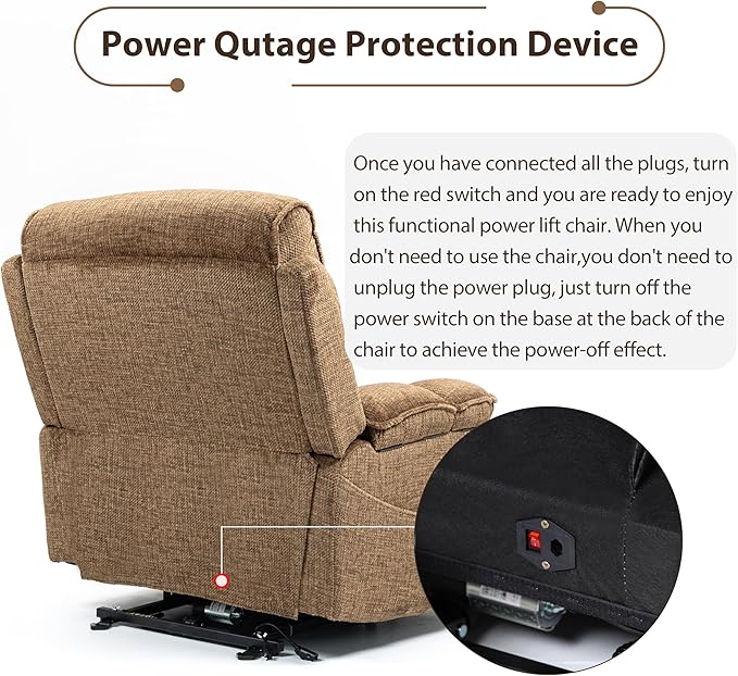 27in Extra Wide Power Lift Recliner Chair for Big Tall with Extended Footrest Heat Massage, Oversized Electric Lift Recliner Chairs for Adults Elderly Seniors, Arm Storage & Cup Holders