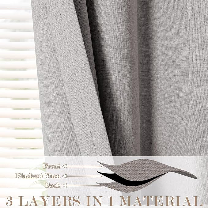Room Divider Curtains Screen Partitions, Linen Look 100% Blackout Drapery 84 Inches Long, 120" Wide Pinch Pleated Window Drapes, Privacy Protecting, Light Blocking, (1 PC, Browish Grey)