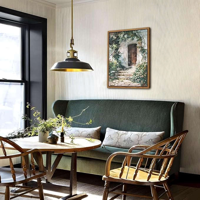 Floating Framed Canvas Vintage Wall Art, Rustic Cottage Spring Garden Oil Paintings Print, Country Floral Pictures Wall Decor for Living Room Bedroom Office Home Decor 12x16 inch