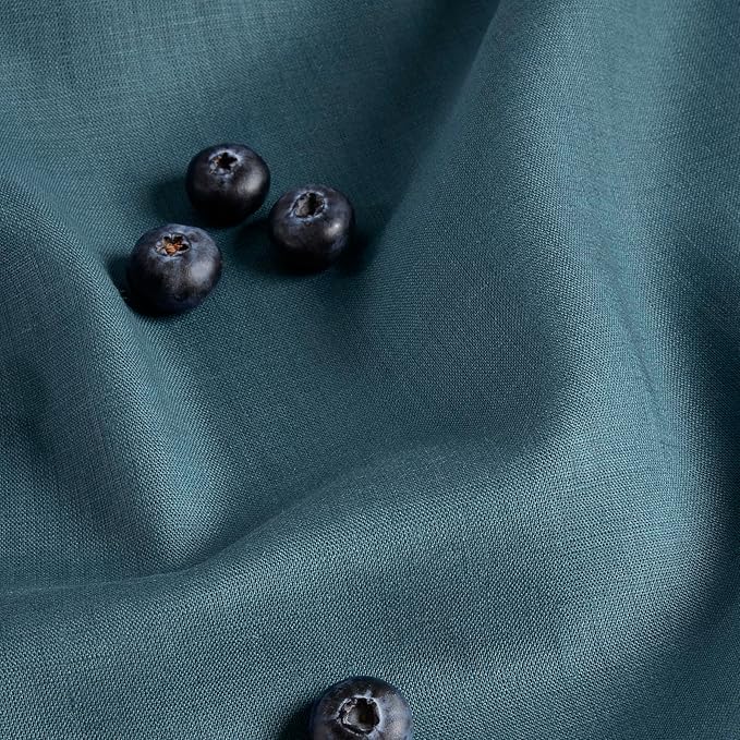 Solino Home Peacock Blue Table Runner 48 Inches - 100% Pure Linen Short Table Runner 14 x 48 Inch Ideal for Dresser and Coffee Tables - Fete