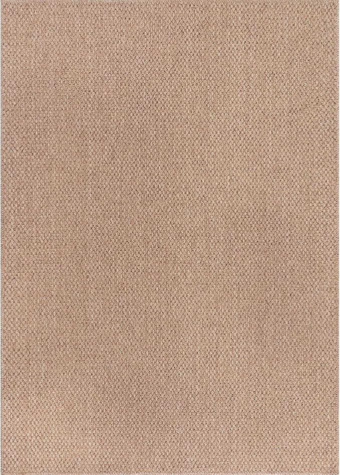 CAMILSON Easy Jute Rug 5x7, Indoor Outdoor Natural Color Farmhouse Area Rugs for Living Room Patio and Kitchen Rug, Solid Boho Woven Design, Easy-Cleaning, Washable Outside Carpet Alfombras (5 x 7)