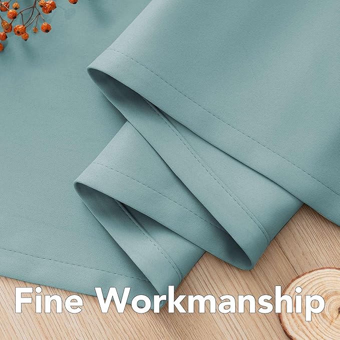 H.VERSAILTEX Blackout Window Treatment Curtains/Panels, Thermal Insulated Room Darkening Solid Grommet Drapes for Bedroom/Living Room Window (52 Inch by 108 Inch, Mineral Blue, Set of 2)