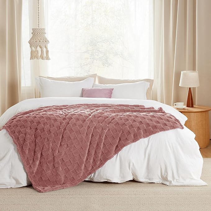 Bedsure GentleSoft Dusty Pink Throw Blanket for Couch - Super Soft Cozy Blankets Gifts for Women Men Girls, Cute Small Fleece Throws for Bedroom Home Decor, 50x70 Inches
