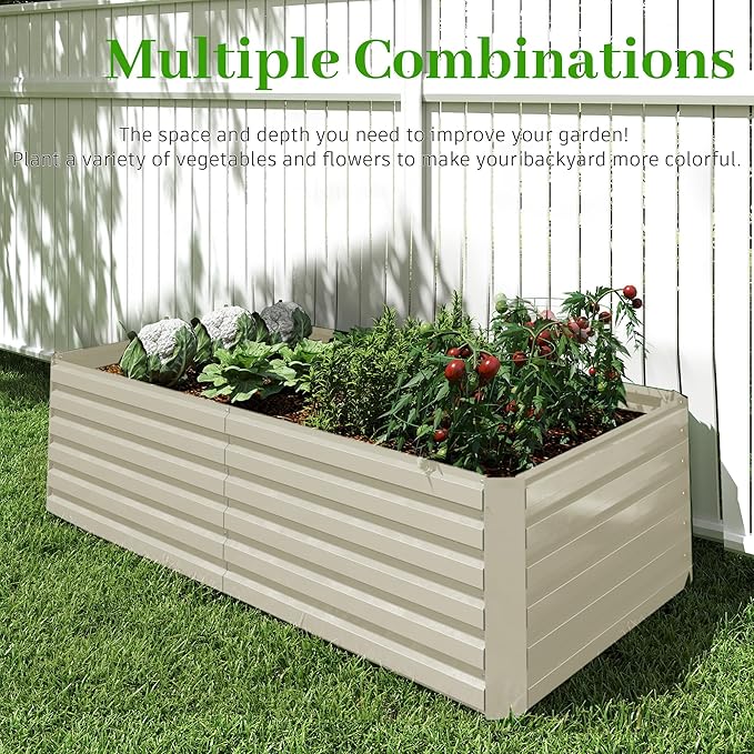 6x3x2 ft Raised Garden Bed, Large Metal Planter Raised Beds, Planters for Outdoor Plants for Vegetables, Flowers, Herbs, Fruits, and Succulents.(4 Pcs, Yellow)