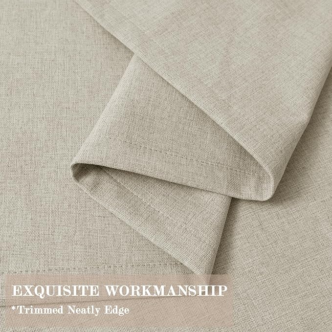 Extra Wide 100% Blackout Linen Textured Curtains - Room Dividers, W200 x L96 (1 Panel), Pinch Pleat Drapes for Living Room, Full Light Block Out Drapery for Sliding Door, Ivory White