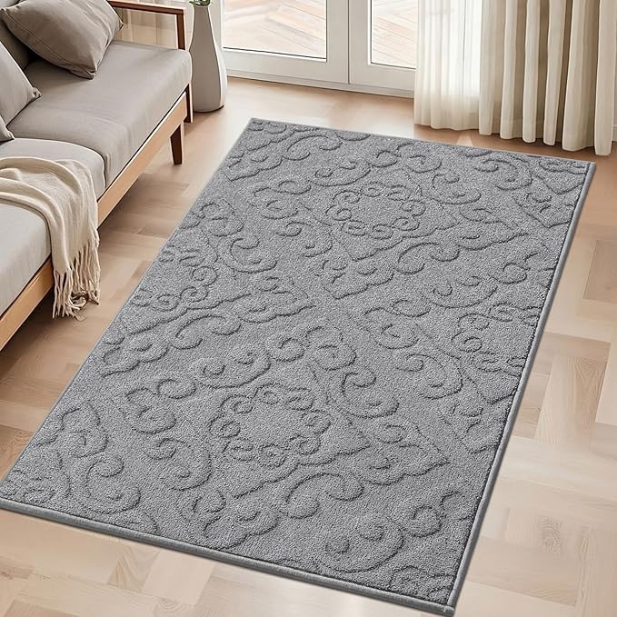 COSY HOMEER-Door-Mat-Non-Slip-Entryway-Rug 36”x60” Absorbent Welcome Mats Washable Dirt Trapper Door Mat Entrance Floor Mats for Front Back Doormats and Wet Shoes,Grey