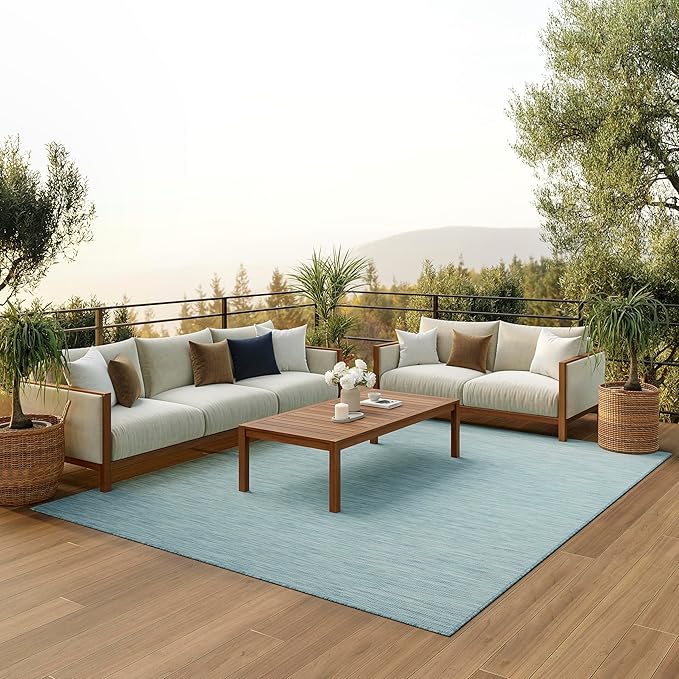 Nourison Home Positano 8' x 10' Aqua Fabric Modern Area Rug (8' x 10')