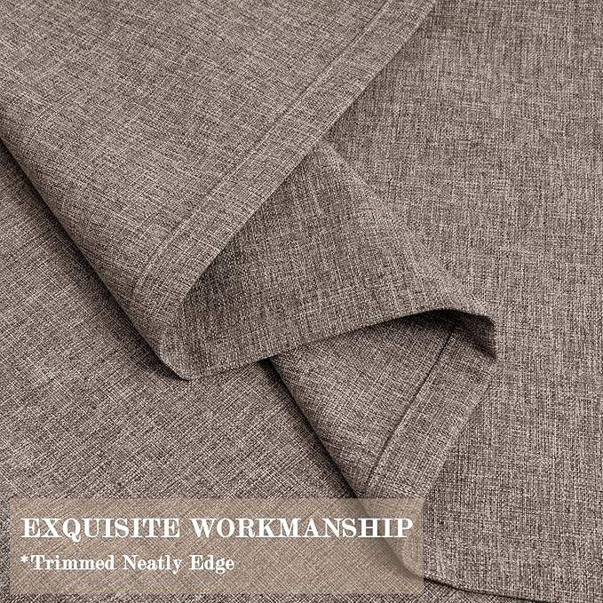 Light Coffee Pinch Pleat 100% Blackout Drapes Linen Blend, Room Divider, Room Darkening, Energy Saving, Furniture Protecting, Light Blocking Extra Wide Privacy Curtains, 200Wx102L, 1 PC