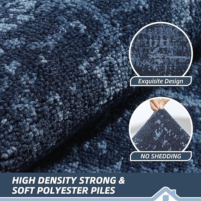 BEQHAUSE Dirt Trapper Door Mat 20"x32" Non-Slip Door Mats Washable Entryway Rugs Stain Resistant Doormat Absorbent Welcome Floor Mat for Front Back Door, Muddy Wet Shoes & Paws,Blue