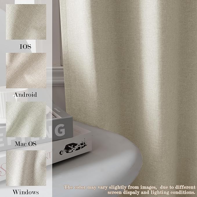 Ivory White Pinch Pleat 100% Blackout Drapes Linen Blend, Room Divider, Room Darkening, Energy Saving, Furniture Protecting, Light Blocking Extra Wide Privacy Curtains, 240Wx84L, 1 PC