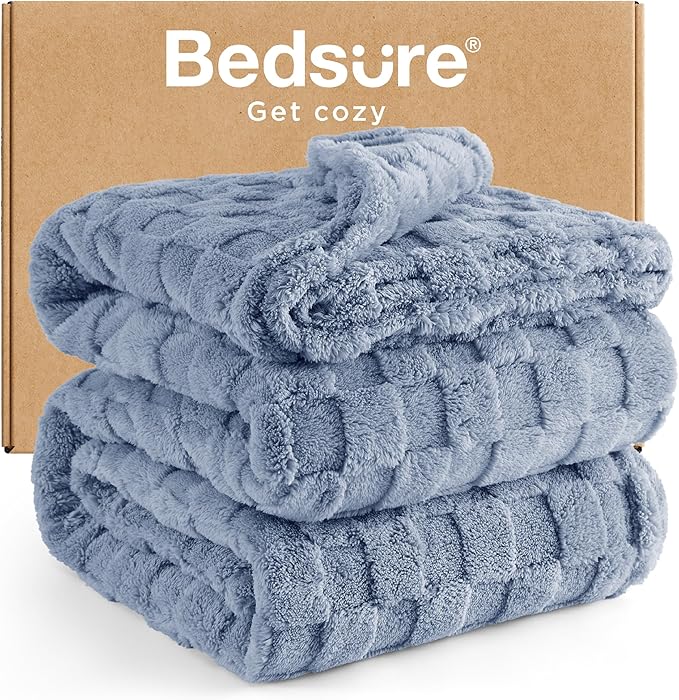 Bedsure GentleSoft Full Size Blankets for Bed Ashley Blue - Super Soft Cozy Fleece Blanket for Women Men Girls, Large Fuzzy Throws for Bedroom Decor, 84x90 Inches