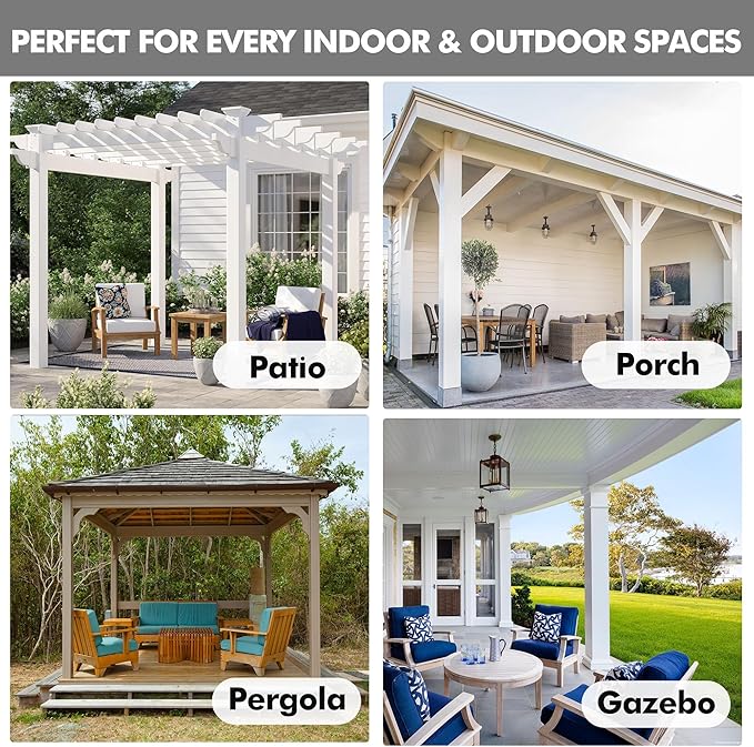 HolidayIdeas 4 Panels Flax Linen Outdoor Curtains for Patio Waterproof Curtains 54" Wide x 95" Long-Indoor/Outdoor Window Curtains Privacy for Pergola, Porch, Gazebo, Backyard, Living Room