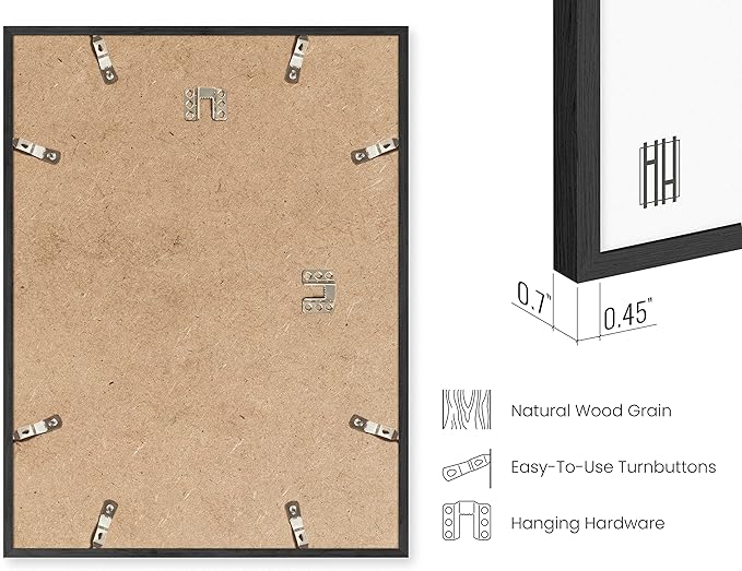HAUS AND HUES Picture Frames for Wall - Set of 5 black photo frames, Photo Frame Collage, Bulk Picture Frames, Assorted Picture Frames, Picture Frames Bulk (Two 8x10, Three 12x16 Black)