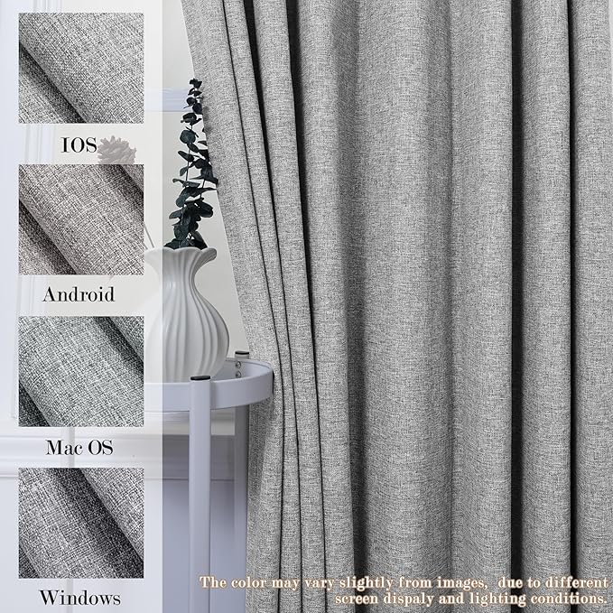 Room Divider Curtains Screen Partitions, Linen Look 100% Blackout Drapery 102 Inches Long, 100" Wide Pinch Pleated Window Drapes, Privacy Protecting, Light Blocking, (1 PC, Light Grey)
