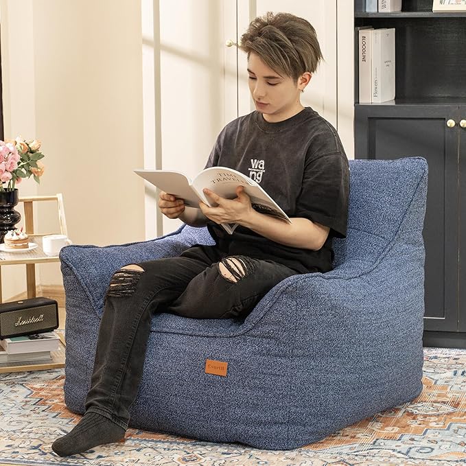 Bean Bag Chair with Filler, Bean Bag Sofa Chair with Tufted Soft Armrests Plush Lazy Sofa Comfy Chair,Large BeanBag Chair for Adults in Livingroom, Bedroom