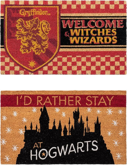 Gertmenian Harry Potter Coir Doormat - 2x3 Welcome Mat (2-Pack), Ideal for High Traffic Areas in Front Door, Garage, Entryway - Paramount Hogwarts/Witches, 80027