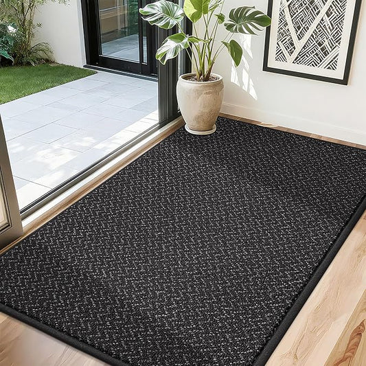 COSY HOMEER-Door-Mat 32"x48" Non Slip Absorbent Entryway Rugs Dirt Trapper Doormats Washable Entrance Mats Low Pile Welcome Floor Mat for Front Back Door and Entry Mats,Black