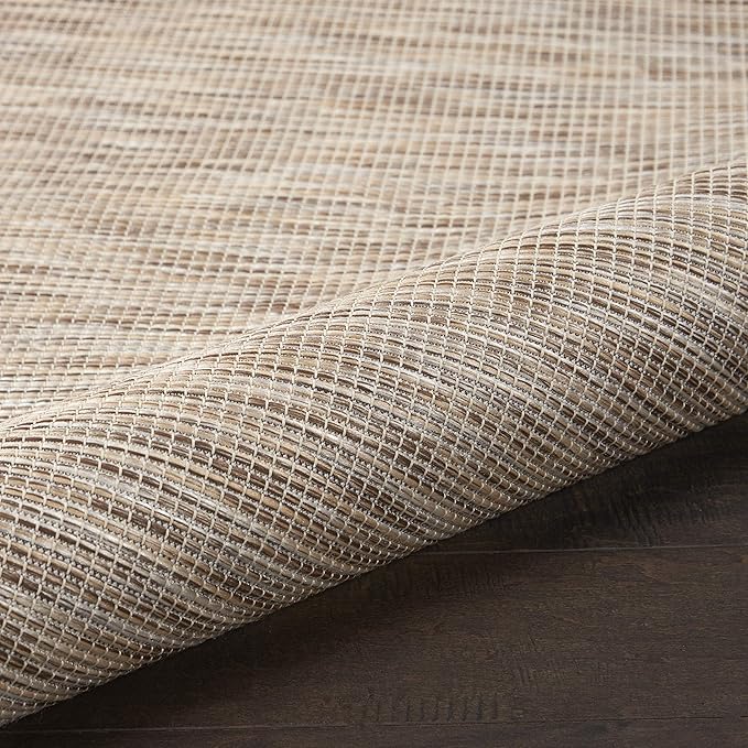 Nourison Positano Indoor/Outdoor Beige 6' x Round Area Rug, Easy Cleaning, Non Shedding, Bed Room, Living Room, Dining Room, Backyard, Deck, Patio (6 Round)