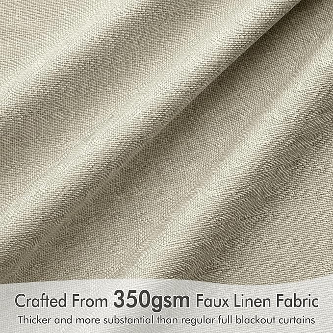 MIULEE 100% Blackout Curtains 120 Inch Long 2 Panels Set for Bedroom, Thick Luxury Faux Linen Black Out Curtain Room Darkening Back Tab Pleat Window Textured Drapes with Hooks for Living Room, Oatmeal