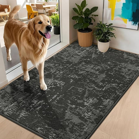 BEQHAUSE Dirt Trapper Door Mat 32"x48" Non-Slip Door Mats Washable Entryway Rugs Stain Resistant Doormat Absorbent Welcome Floor Mat for Front Back Door, Muddy Wet Shoes & Paws,Dark Grey