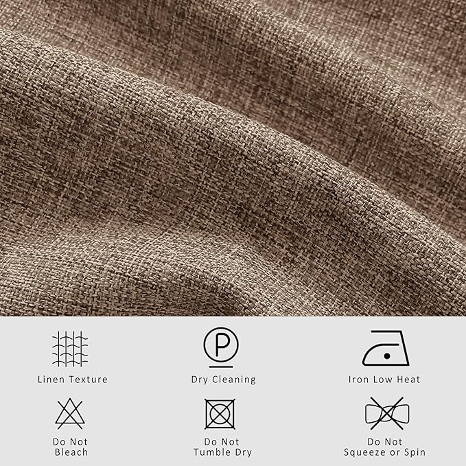 Macochico 100”Wx102”L 100% Blackout Pinch Pleated Linen Curtains for Sliding Door Bedroom Living Room Farmhouse Thermal Insulated Taupe Burlap Drapes with Tieback 1 Panel Shabby Chic Style