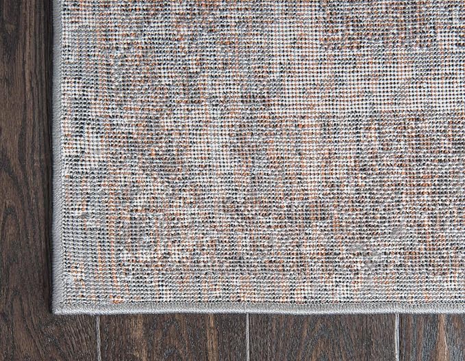 Unique Loom Rosso Collection Vintage, Traditional, Bohemian, Geometric, Distressed, Southwestern Area Rug, 2' 0" x 6' 0", Gray/Ivory