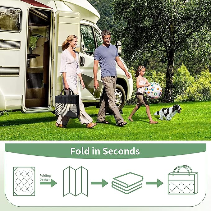 GENIMO Outdoor Rug 8' x 10' Waterproof for Patios Clearance, Reversible Outdoor Plastic Straw Camping Rug Carpet, Large Area Rugs Mats for RV, Camper, Deck, Balcony, Porch, Beach, Picnic, Black&Beige