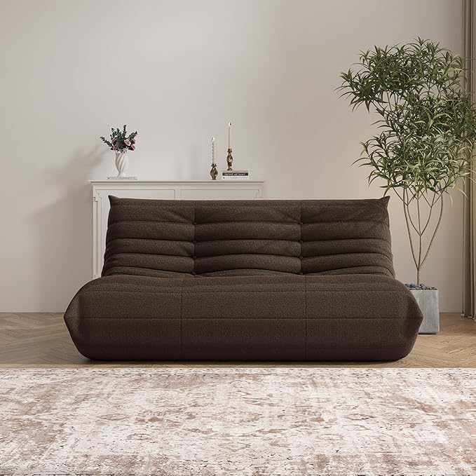 Bean Bag Chair, Loveseat Fireside Chair Bean Bag Sofa Large Bean Bag Chair for Adults, 2 Seater Bean Bag Chairs for Teens with High Density Comfortable Foam, Bean Bag for Living Room, Bedroom(Coffee)