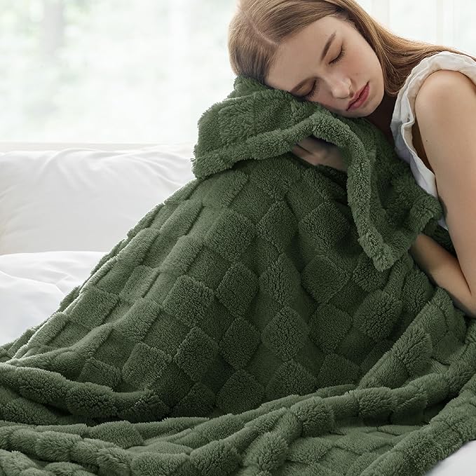 Bedsure GentleSoft Twin Blanket for Bed Bronze Green - Super Soft Cozy Blankets for Women Men Girls, Cute Fuzzy Fleece Throws for Bedroom Couch, 60x80 Inches