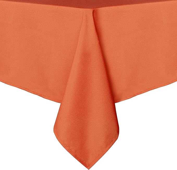 sancua Rectangle Tablecloth - 60 x 102 Inch - Stain and Wrinkle Resistant Washable Polyester Table Cloth, Decorative Fabric Table Cover for Dining Tables, Buffet Parties and Camping, Orange