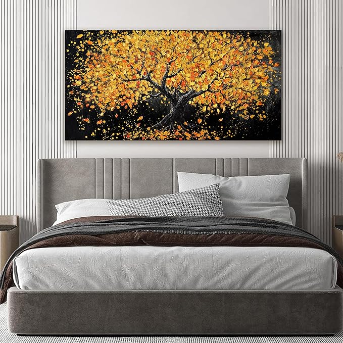 Canvas Wall Art Decor Artwork for Walls Black and Gold Wall Art Decor Tree of Life Wall Art Pictures for Living Room Tree Wall Art Modern Wall Art Prints Art Work for Home Office Wall Decor 20" X 40"