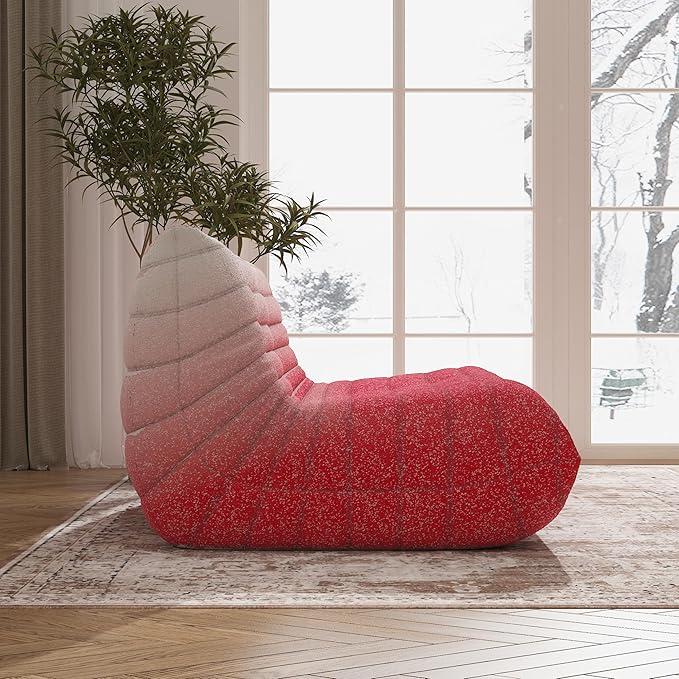 Bean Bag Chair, Loveseat Fireside Chair Bean Bag Sofa Large Bean Bag Chair for Adults, 2 Seater Bean Bag Chairs for Teens with High Density Comfortable Foam, Bean Bag for Living Room (Pink&White)