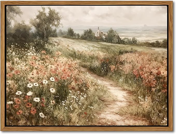 Vintage Framed Wall Art for Living Room – Vintage Wildflower Pictures Oil Paintings Canvas Prints – Country Flower Modern Farmhouse Wall Decor for Bathroom Bedroom Home Office – 8x10in