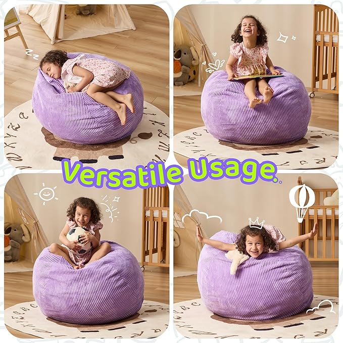 Bean Bag Chairs Teardrop Bean Bag Chair Beanbag Chair with Memory Foam Filled Machine Washable Cover for Living Room, Bedroom (Small,Purple)
