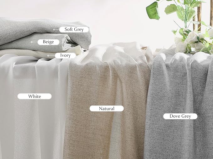 FMFUNCTEX Pinch Pleated Curtains 96 Inches Long for Living Room, Dove Grey Semi Sheer Faux Linen Textured Pleat Drapes for Bedroom with Hooks, Light Filtering Farmhouse Window Drapes 2 Panels