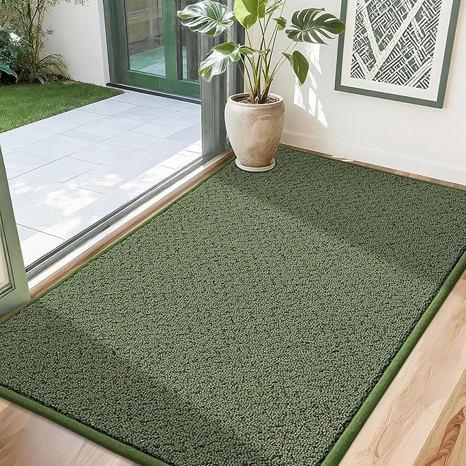 COSY HOMEER-Door-Mat 32"x48" Non Slip Absorbent Entryway Rugs Dirt Trapper Doormats Washable Entrance Mats Low Pile Welcome Floor Mat for Front Back Door and Entry Mats,Green