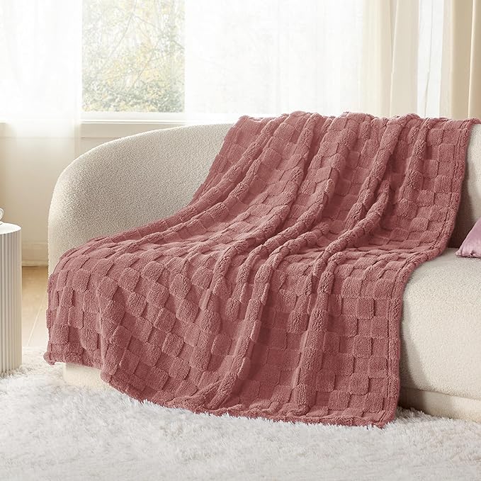 Bedsure GentleSoft Dusty Pink Throw Blanket for Couch - Super Soft Cozy Blankets Gifts for Women Men Girls, Cute Small Fleece Throws for Bedroom Home Decor, 50x70 Inches