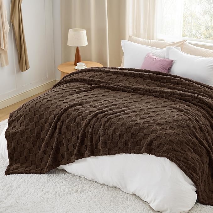 Bedsure GentleSoft Blankets Queen Size for Bed - Super Soft Cozy Blanket for Women Men Girls, Large Fuzzy Fleece Throw for Bedroom Decor, Dark Brown, 90x90 Inches