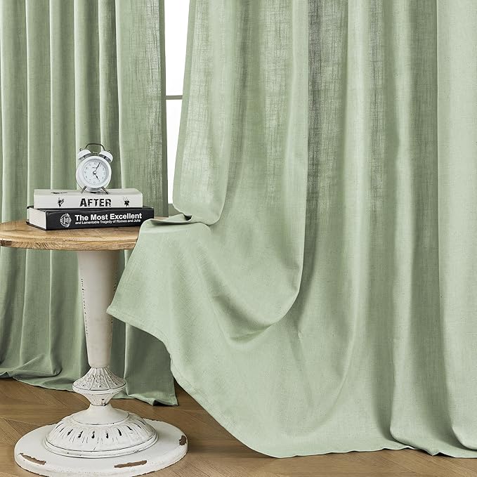 Joydeco Sage Green Curtains for Living Room, 96 Inch Curtains 2 Panel Set, Light Filtering Curtains 96 Inches Long, Living Room Curtains 2 Panel Sets