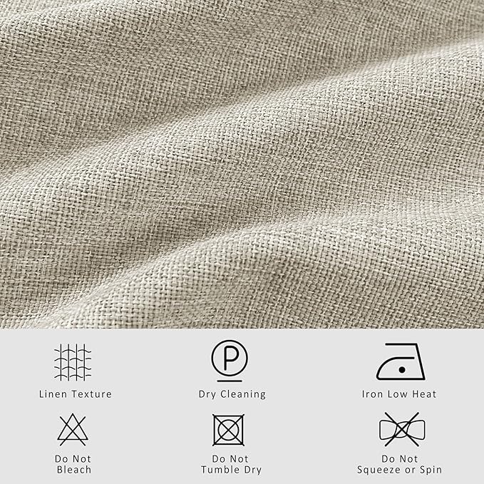 Macochico 52”Wx96”L 100% Blackout Curtains for Bedroom Living Room Nursery Ivory White Pinch Pleated Linen Curtains Farmhouse Burlap Drapes Thermal Window Panels with Hooks and Tieback 1 Panel