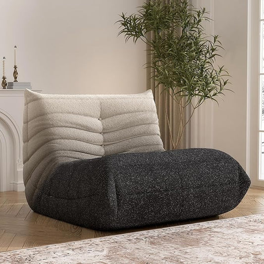 Bean Bag Chair, Fireside Chair Bean Bag Sofa Large Bean Bag Chair for Adults, Bean Bag Chairs for Teens with High Density Comfortable Foam, Memory Foam Bean Bag for Living Room, Bedroom (Black&White)