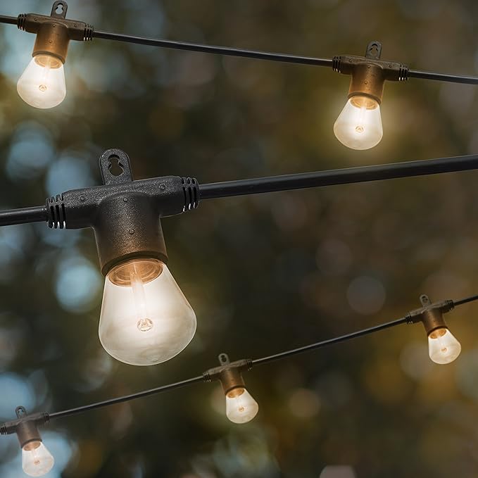 Enbrighten LED Bistro Outdoor String Lights, 24ft, 12 Shatter Resistant Lifetime Bulbs, 2200K Warm White, Weather Resistant, Indoor/Outdoor, Commercial Grade, Perfect for Backyard, Porch, Patio, 38356