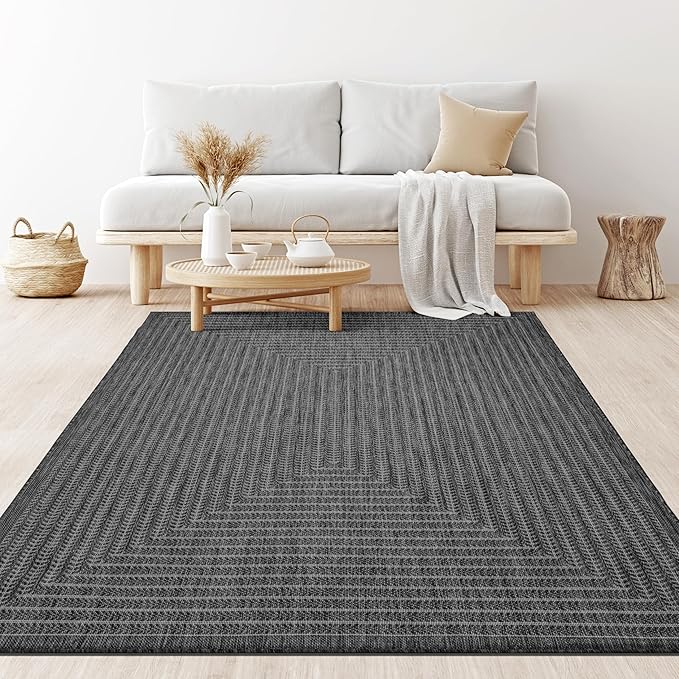 Adiva Rugs Outdoor Indoor Area Rug, Weather Resistant, Easy to Clean, Stain Resistant Floor Mat for Dining Room, Backyard, Deck, Patio (Pebble Weiss, 8' x 10')