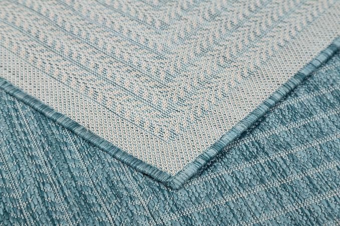 Adiva Rugs Outdoor Indoor Area Rug, Weather Resistant, Easy to Clean, Stain Resistant Floor Mat for Dining Room, Backyard, Deck, Patio (Aqua Weiss, 10' x 14')