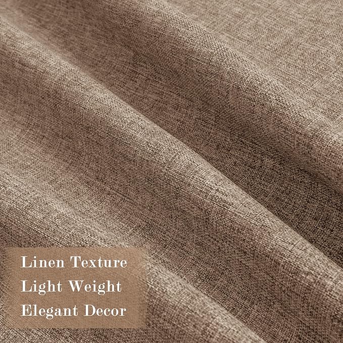 Extra Wide 100% Blackout Linen Textured Curtains - Room Dividers, W200 x L84 (1 Panel), Pinch Pleat Drapes for Living Room, Full Light Block Out Drapery for Sliding Door, Taupe