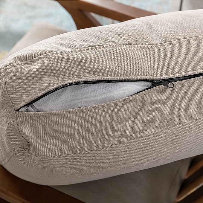 chairus Mid Century Accent Armchairs Modern Upholstered Lounge Chair Compfy Leisure Arm Chair for Living Room Fireplace/Bedroom/Reception/Dorms, Set of 2, Denim Fabric Beige