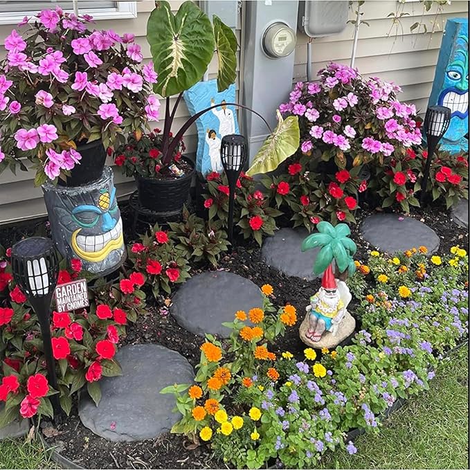 Ei Circular 15.5” Stepping Stones with Ground Stakes - Home or Garden Step Stones for Outdoor Walkway or Pathway Pavers - Resin Material (8, Slate Grey)