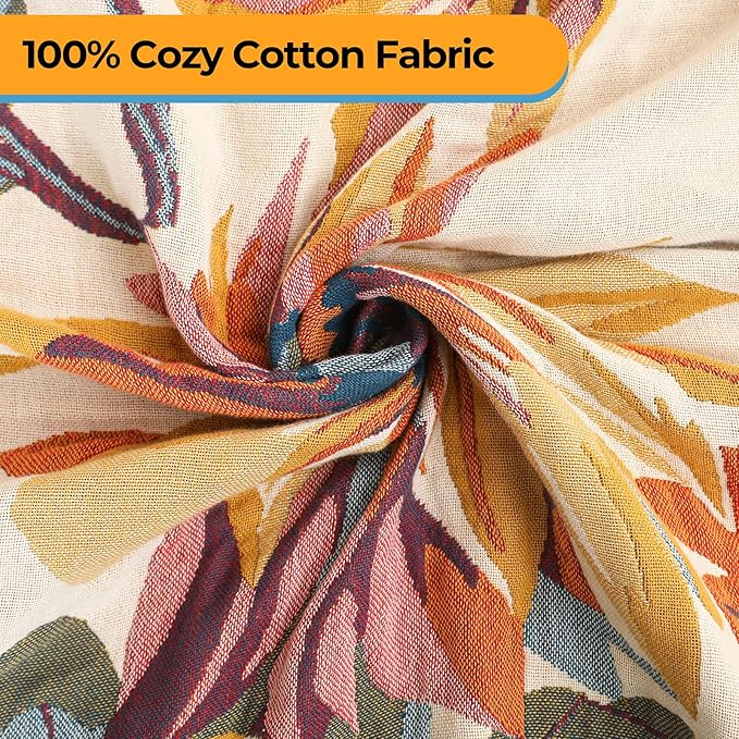 Boho Large Throw Blanket for Bed Couch 60" x 80 "100% Cotton Gauze Fall Blankets Home Decor Soft Lightweight for Sofa Quilt with Floral Butterfly