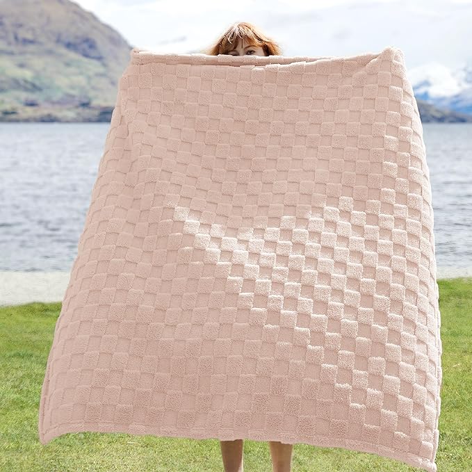 Bedsure GentleSoft Light Pink Throw Blanket for Couch - Super Soft Cozy Blankets Gifts for Women Men Girls, Cute Small Fleece Throws for Bedroom Home Decor, 50x70 Inches