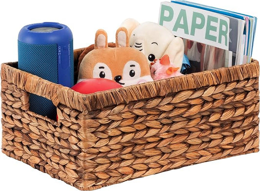 CENBOSS Wicker Baskets (Large, Brown Wash, 1PC) Rattan Storage Baskets for Shelves, Woven Seagrass Holder